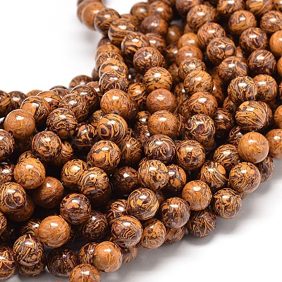 Natural Elephant Skin Jasper/Miriam Stone/Calligraphy Stone Bead Strands G-P075-20-8mm-1