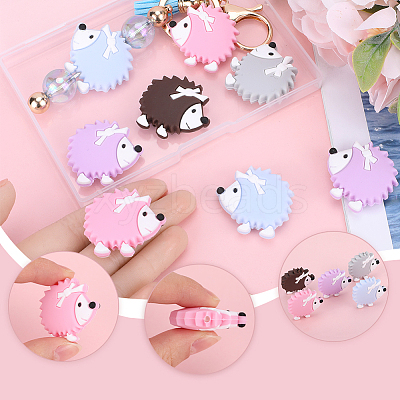 10Pcs 5 Colors Hedgehog Food Grade Eco-Friendly Silicone Beads SIL-SC0001-61-1