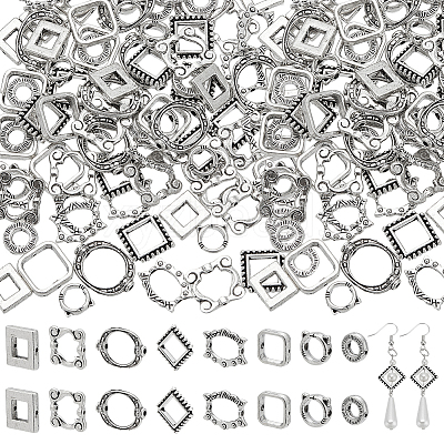 112Pcs 8 Style Tibetan Style Alloy Bead Frame FIND-PH0008-50-1