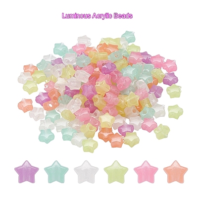200Pcs Luminous Acrylic Beads TACR-YW0001-24-1
