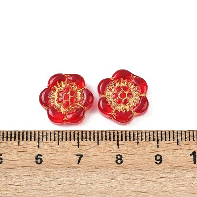 Baking Paint and Golden Metal Enlaced Glass Beads DGLA-T004-10F-1
