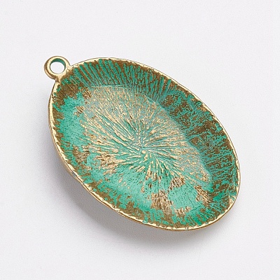 Tibetan Style Alloy Pendant Cabochon Settings X-PALLOY-F187-45ABG-1