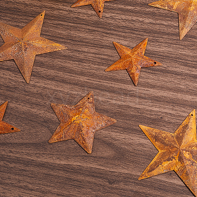 40Pcs 3 Styles Star Rust Iron Big Pendants IFIN-GF0001-13C-1