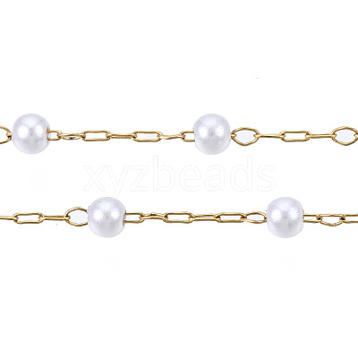 ABS Plastic Pearl Round Beaded Chains CHS-N003-16-1