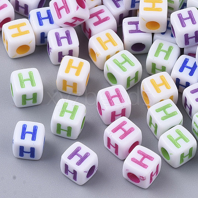 White Opaque Acrylic Beads MACR-R869-01H-1