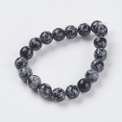 Natural Snowflake Obsidian Beads Strands G-G515-10mm-01-1