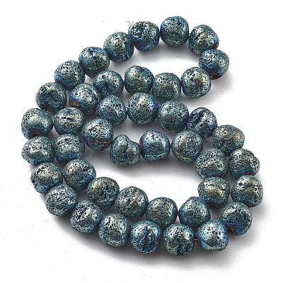Electroplated Natural Lava Rock Beads Strands G-A251-D01-01A-1
