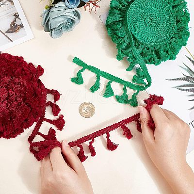 5 Rolls 5 Colors Cotton Tassel Ribbons OCOR-CA0001-13-1