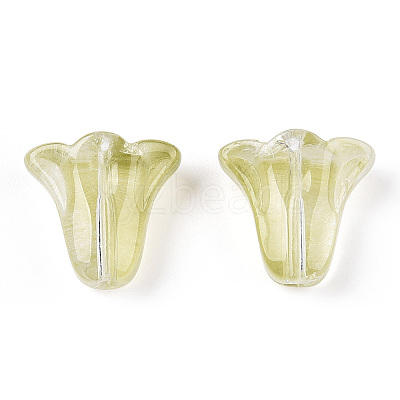 Spray Painted Transparent Glass Beads GLAA-D006-20E-1