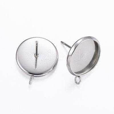 Non-Tarnish 304 Stainless Steel Stud Earring Settings STAS-H380-B-13P-1
