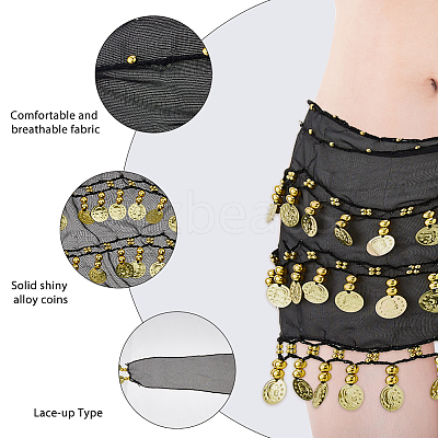 Alloy Coin Tassel Cloth Chain Belts for Dancer DIY-WH0888-880B-1