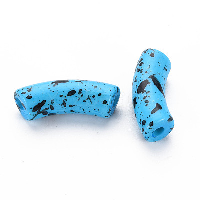 Opaque Spray Painted Acrylic Beads MACR-S372-001F-B07-1