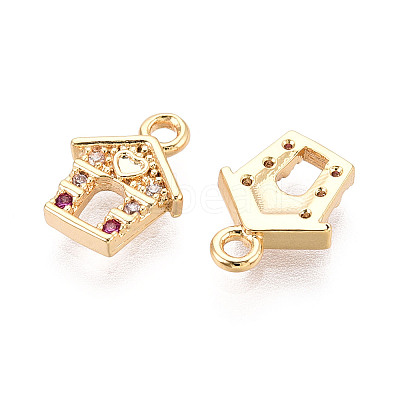 Brass Micro Pave Cubic Zirconia Charms KK-N263-138G-1