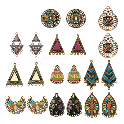 20Pcs 10 Style Tibetan Style Alloy Enamel Chandelier Components Links FIND-TA0001-83-1