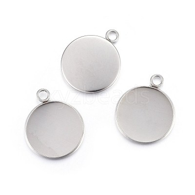 Tarnish Resistant 304 Stainless Steel Pendant Cabochon Settings STAS-F191-14P-G-1