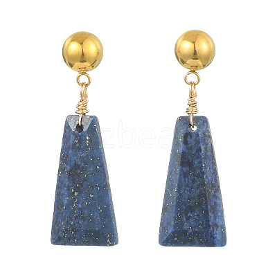 Dyed Natural Lapis Lazuli & Natural Amazonite & Natural Tiger Eye Dangle Stud Earrings EJEW-JE07032-1