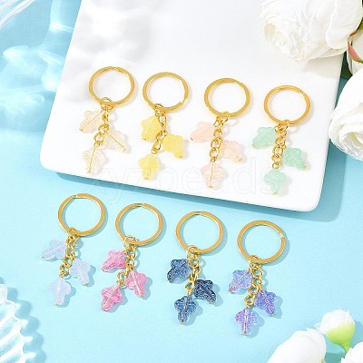 8Pcs Transparent Spray Paint Glass Keychains KEYC-JKC01392-1