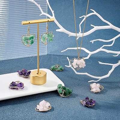 6Pcs 3 Styles Chakra Natural Gmestone Copper Wire Big Pendants FIND-FH0004-66-1
