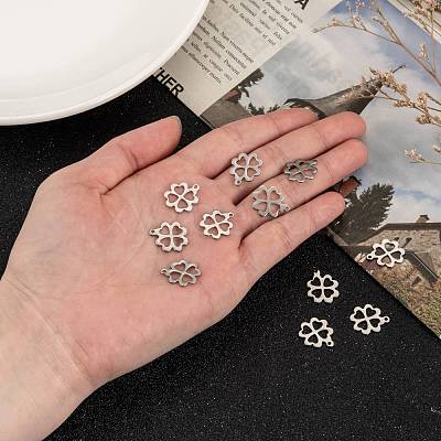 Tarnish Resistant 304 Stainless Steel Clover Charms Pendants X-STAS-M004-01-1