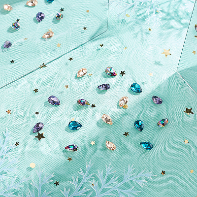 24pcs 4 Colors Faceted Teardrop K9 Glass Rhinestone Cabochons RGLA-CA0001-04-1
