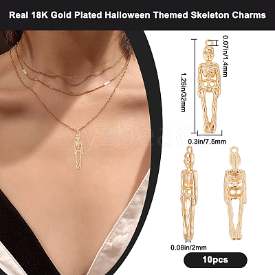 10Pcs Halloween Themed Brass Pendants KK-BBC0015-68C-1