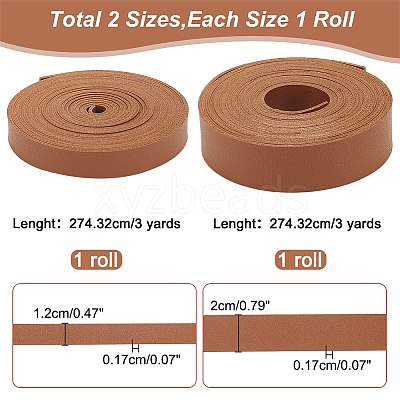 2 Rolls 2 Styles 3 Yards Double Face Imitation Leather Cord LC-WR0001-01B-1