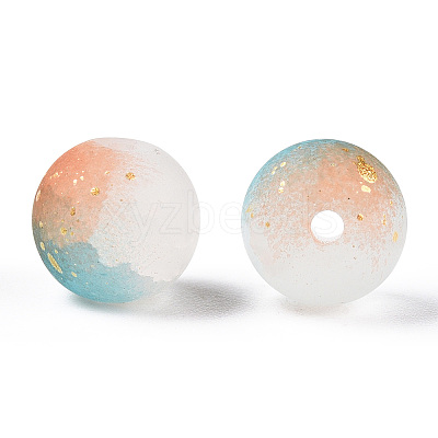 Frosted Baking Paint Crackle Glass Beads with Glitter Powder X1-DGLA-T004-6mm-01C-1
