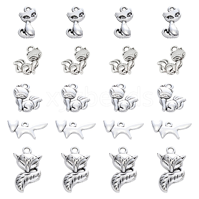 100Pcs 5 Style Tibetan Style Alloy Pendants PALLOY-SC0003-96-1