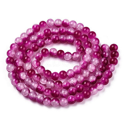 Crackle Baking Paint Imitation Jade Glass Beads Strands DGLA-T003-8mm-12-1
