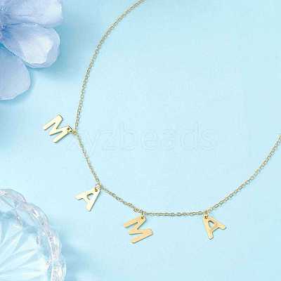 Mother's Day 304 Stainless Steel Letter MAMA Pendant Necklace NJEW-JN04702-1