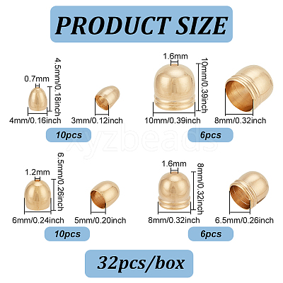 32Pcs 4 Style Brass Cord Ends KK-BC0009-80-1