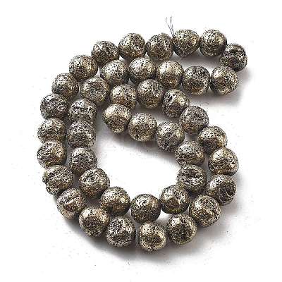 Electroplated Natural Lava Rock Beads Strands G-A251-D01-01J-1