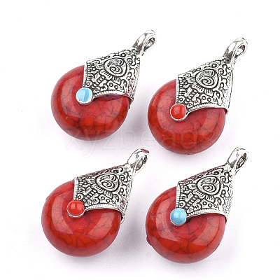 Tibetan Style Resin Pendants RESI-T022-16A-1