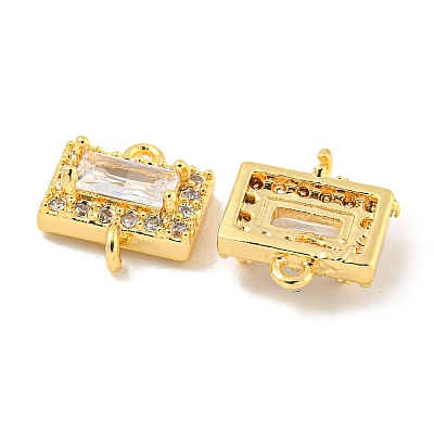 Brass Pave Clear Cubic Zirconia Connector Charms KK-P275-44G-1
