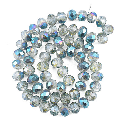 Transparent Crackle Electroplate Glass Beads Strands EGLA-T008-028-B06-1