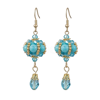 Synthetic Turquoise Dangle Earrings EJEW-MZ00669-03-1