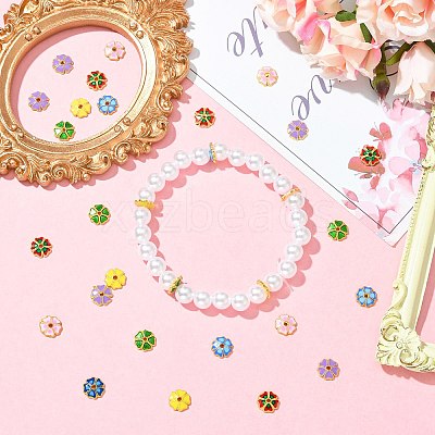 30Pcs 6 Colors Alloy Enamel Bead Caps FIND-CJ0005-52-1