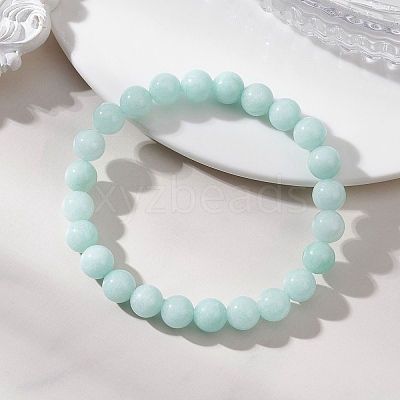 Dyed Natural Malaysia Jade Round Beads Stretch Bracelets for Women Men BJEW-JB13441-1