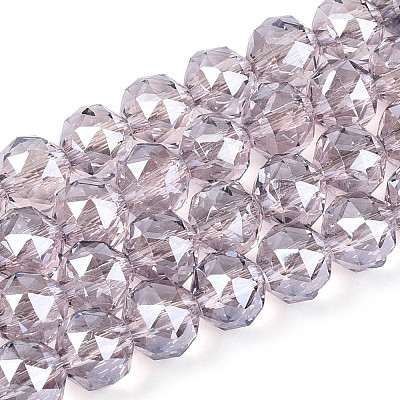 Electroplate Transparent Glass Round Beads Strands EGLA-T029-8mm-12T-10-1