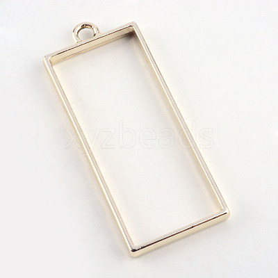 Rack Plating Alloy Rectangle Open Back Bezel Pendants PALLOY-S047-11E-FF-1