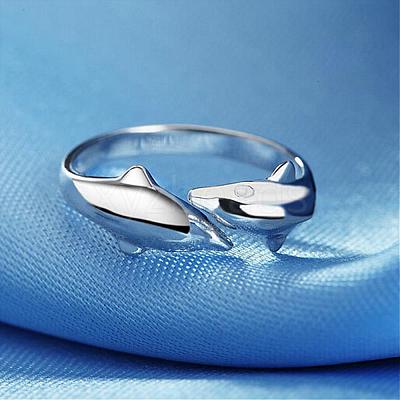 Simple Fashion Style Brass Dolphin Lover Cuff Rings RJEW-EE0002-003P-B-1