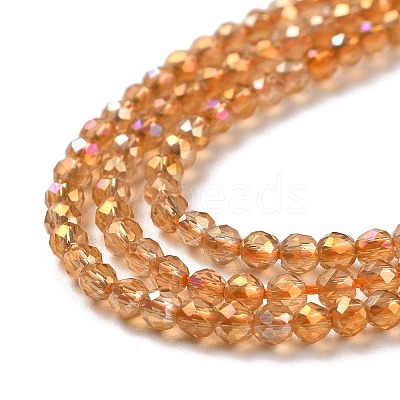 Electroplate Transparent Glass Beads Strands GLAA-H021-01A-FR06-1