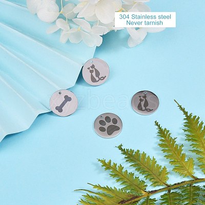 6Pcs 3 Styles 304 Stainless Steel Pet Pendants FIND-SZ0001-007P-1