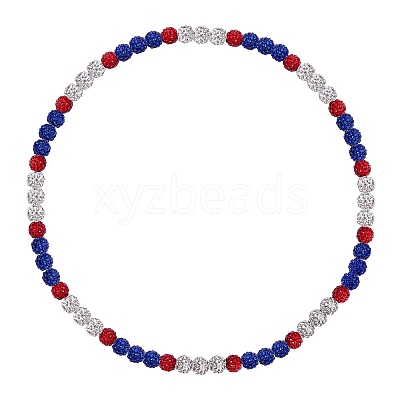 Polymer Clay Rhinestone Round Beaded Necklaces NJEW-SW00049-02-1