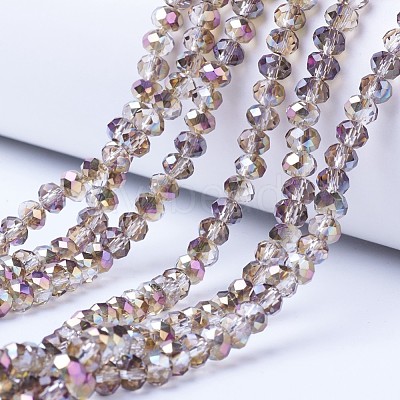 Electroplate Transparent Glass Beads Strands EGLA-A034-T4mm-Z02-1