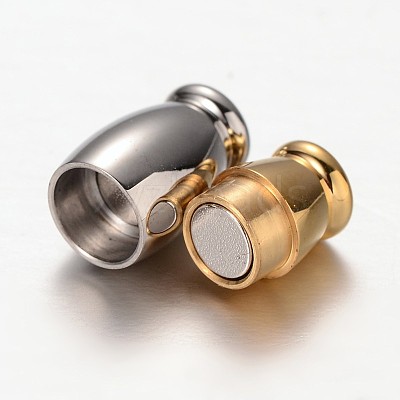 Barrel 304 Stainless Steel Magnetic Clasps with Glue-in Ends STAS-I045-15-1