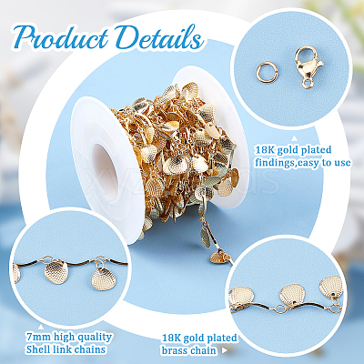 DIY Shell Charms Chain Bracelet Necklace Making Kit DIY-BBC0001-64-1