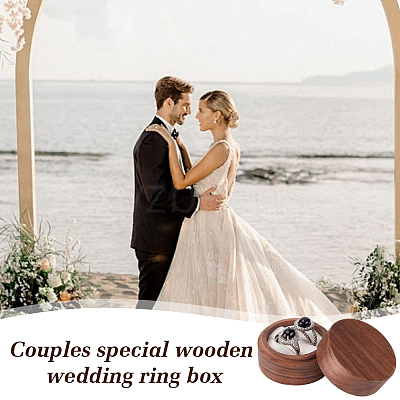 2-Slot Round Wood Ring Storage Boxes CON-HY0001-05D-1