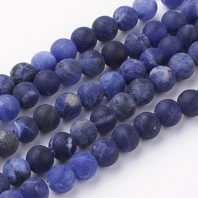 Natural Sodalite Bead Strands G-G735-58F-6mm-A-1