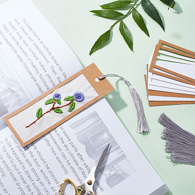 DIY Flower Pattern Paper Bookmark Embroidery Making Kits DIY-WH0304-311-1
